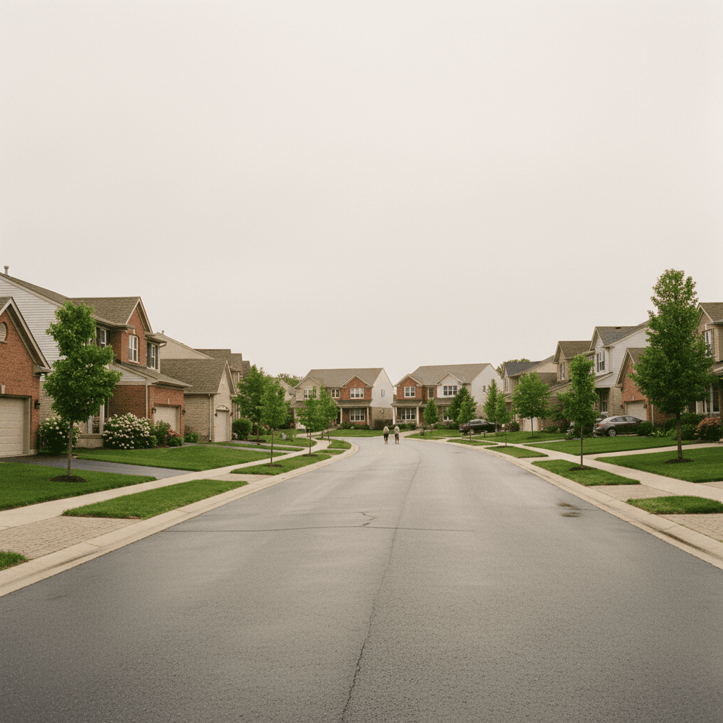 A Wheaton / Naperville / Downers Grove street of 1990s two-stories